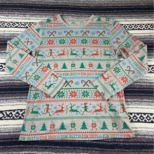 Brooks Christmas Running Ugly Sweater Long Sleeve Shirt Men’s Small Run Jolly